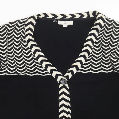 CC Womens Black Striped  Cardigan Jumper Size M