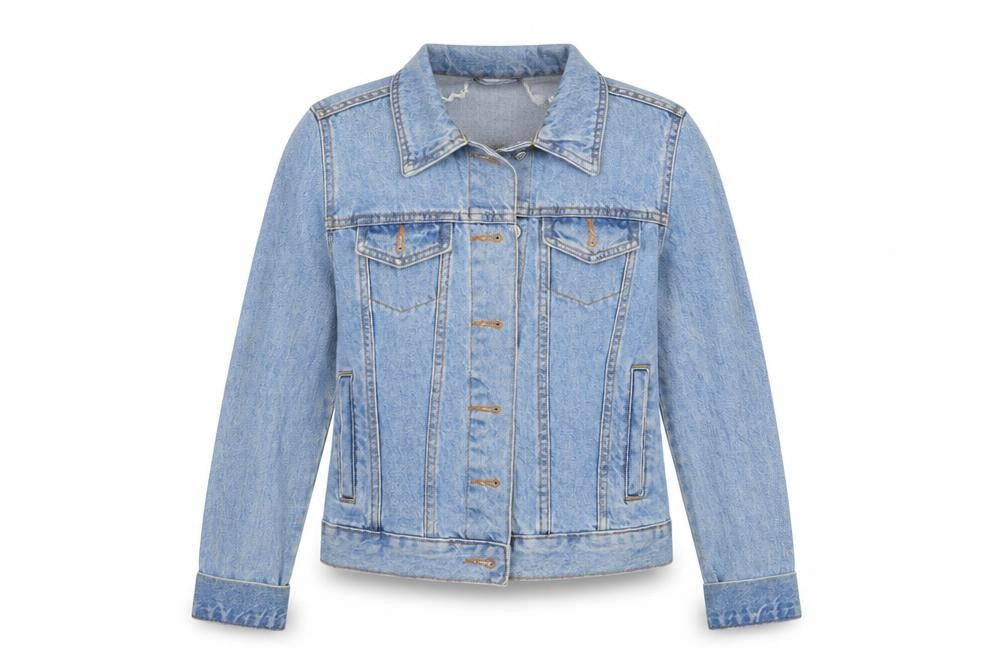 Denim CO Womens Blue Animal Print Denim Jacket  Size 4