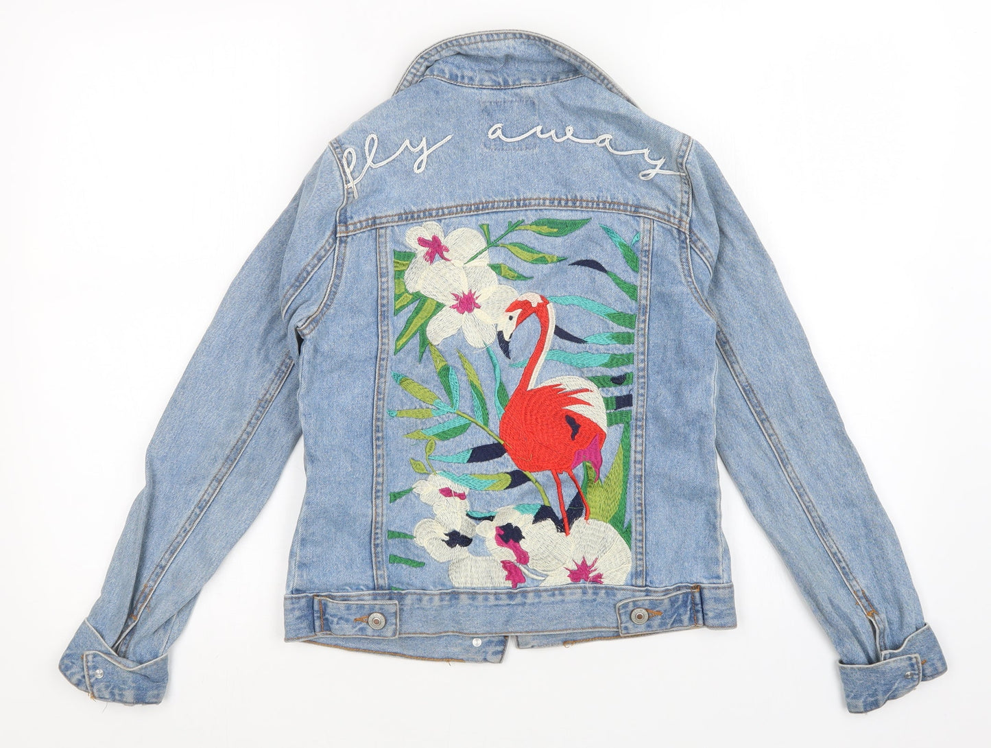 Denim CO Womens Blue Animal Print Denim Jacket  Size 4