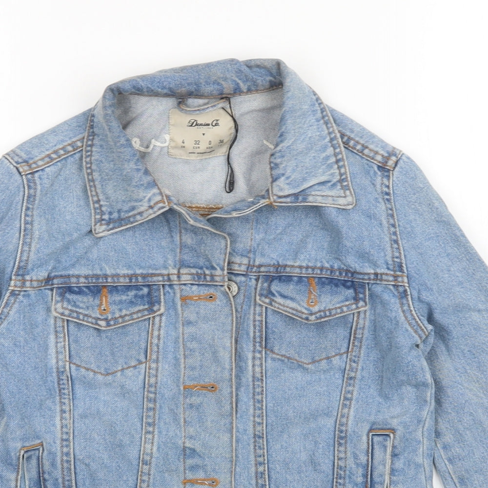 Denim CO Womens Blue Animal Print Denim Jacket  Size 4