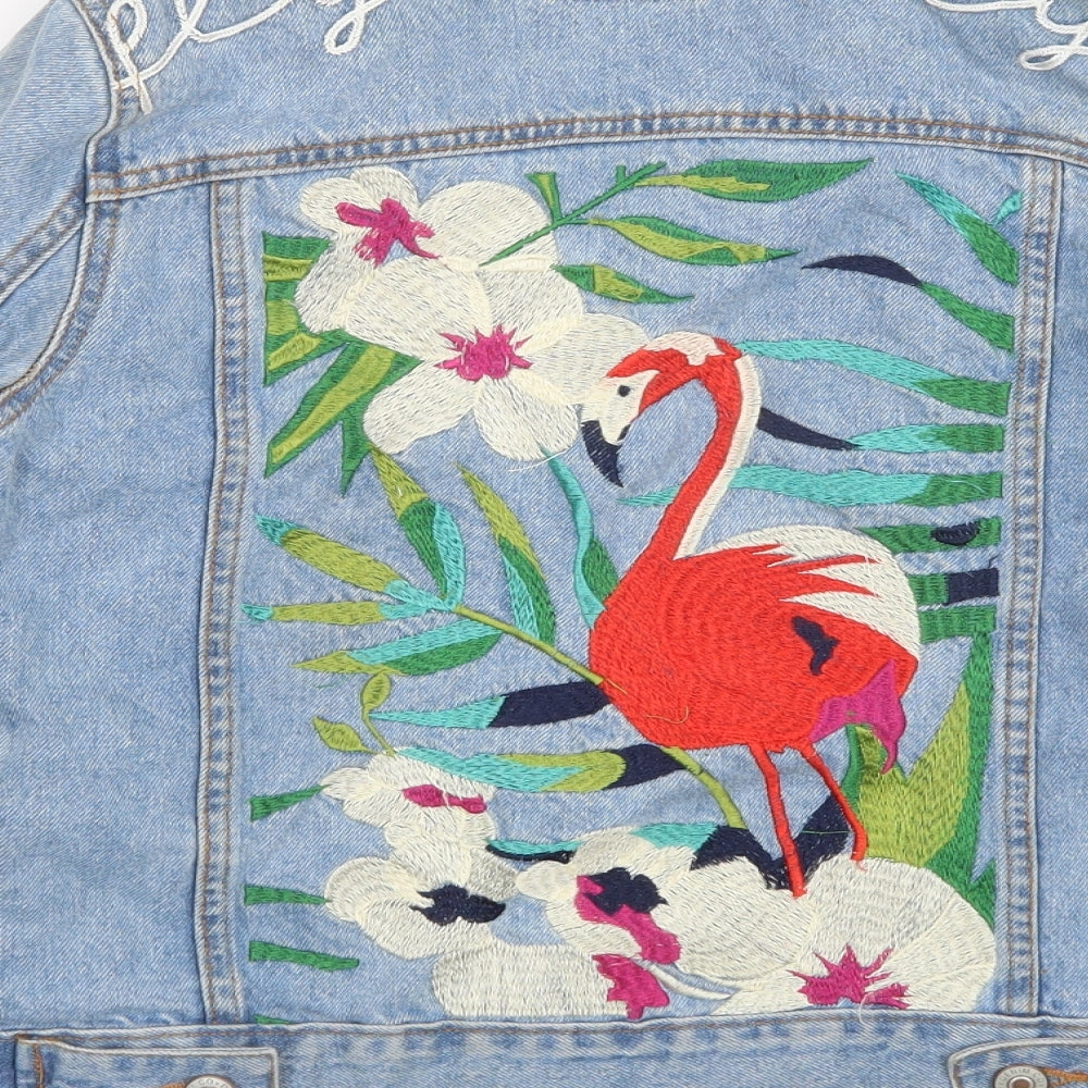 Denim CO Womens Blue Animal Print Denim Jacket  Size 4