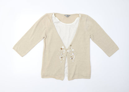 Mia Moda Womens Beige  Knit Pullover Jumper Size S