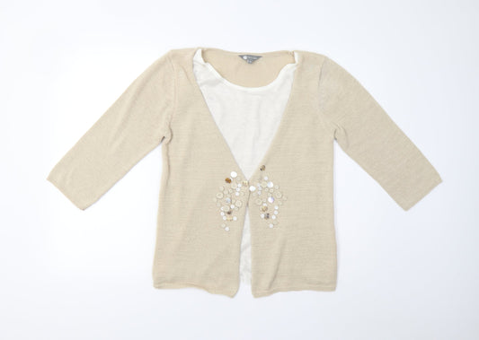 Mia Moda Womens Beige  Knit Pullover Jumper Size S