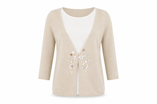 Mia Moda Womens Beige  Knit Pullover Jumper Size S