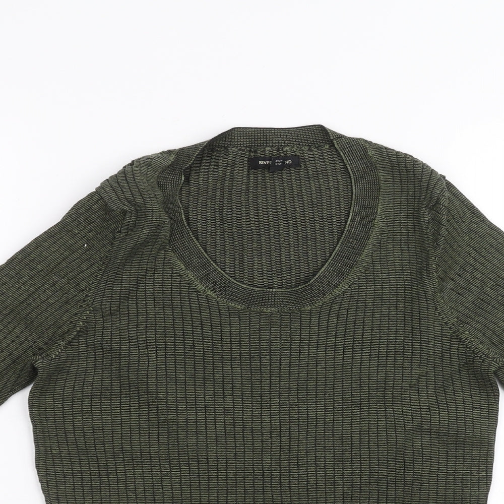 Womens UK Size 14 River Island Green Basic T-Shirt