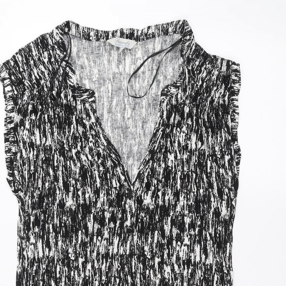 Womens UK Size 16 Peacocks Black Basic T-Shirt