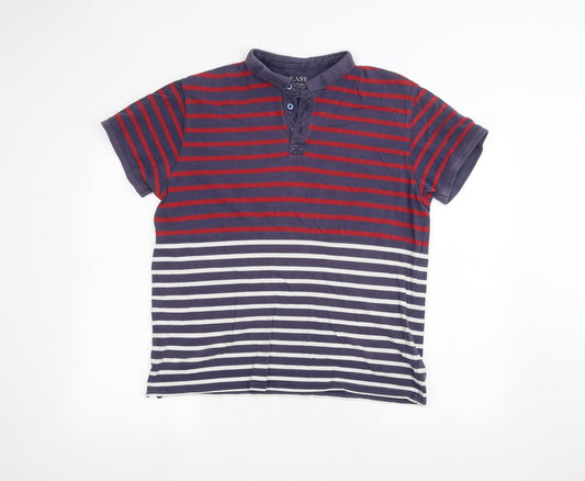 Easy Mens Blue Striped   Polo Size L
