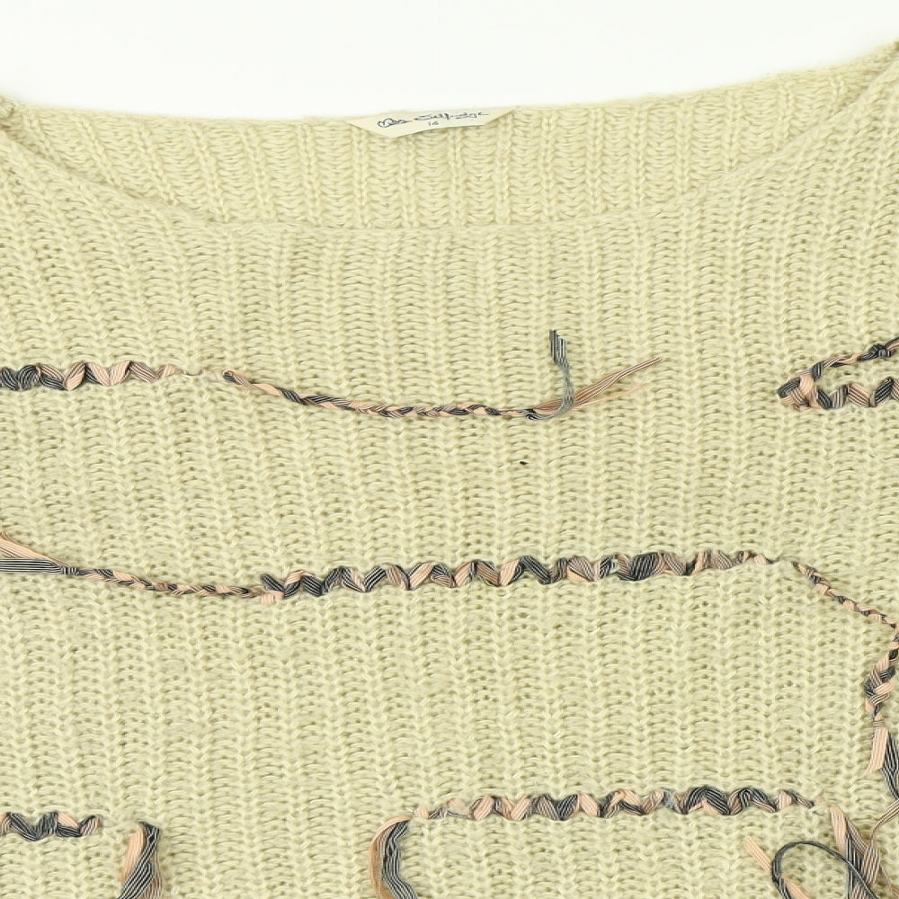 Womens UK Size 14 Miss Selfridge Beige Pullover Jumper