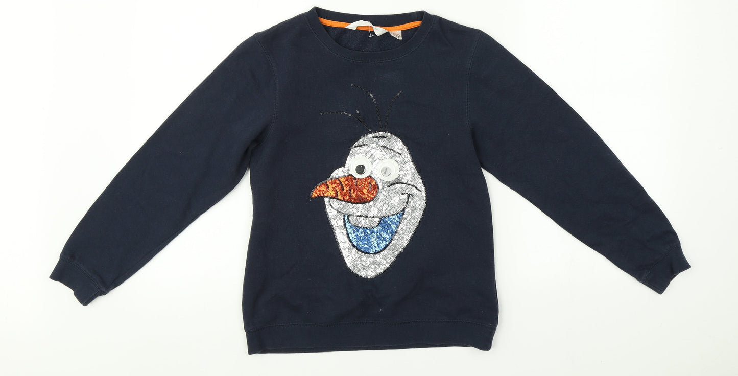 H&M Girls Blue   Pullover Sweatshirt Size 9-10 Years  - Olaf