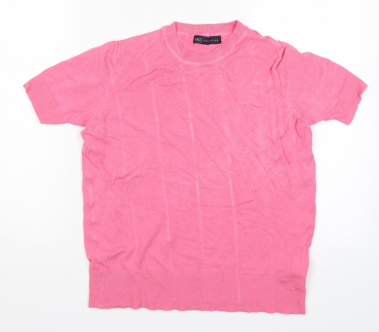 Womens UK Size 8 Marks Pink Basic T-Shirt