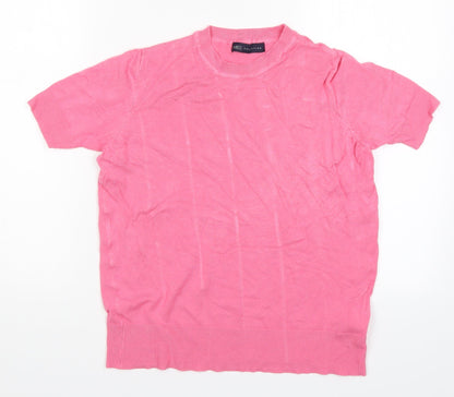 Womens UK Size 8 Marks Pink Basic T-Shirt