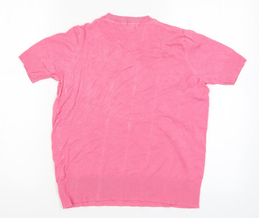 Womens UK Size 8 Marks Pink Basic T-Shirt
