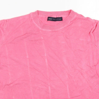 Womens UK Size 8 Marks Pink Basic T-Shirt