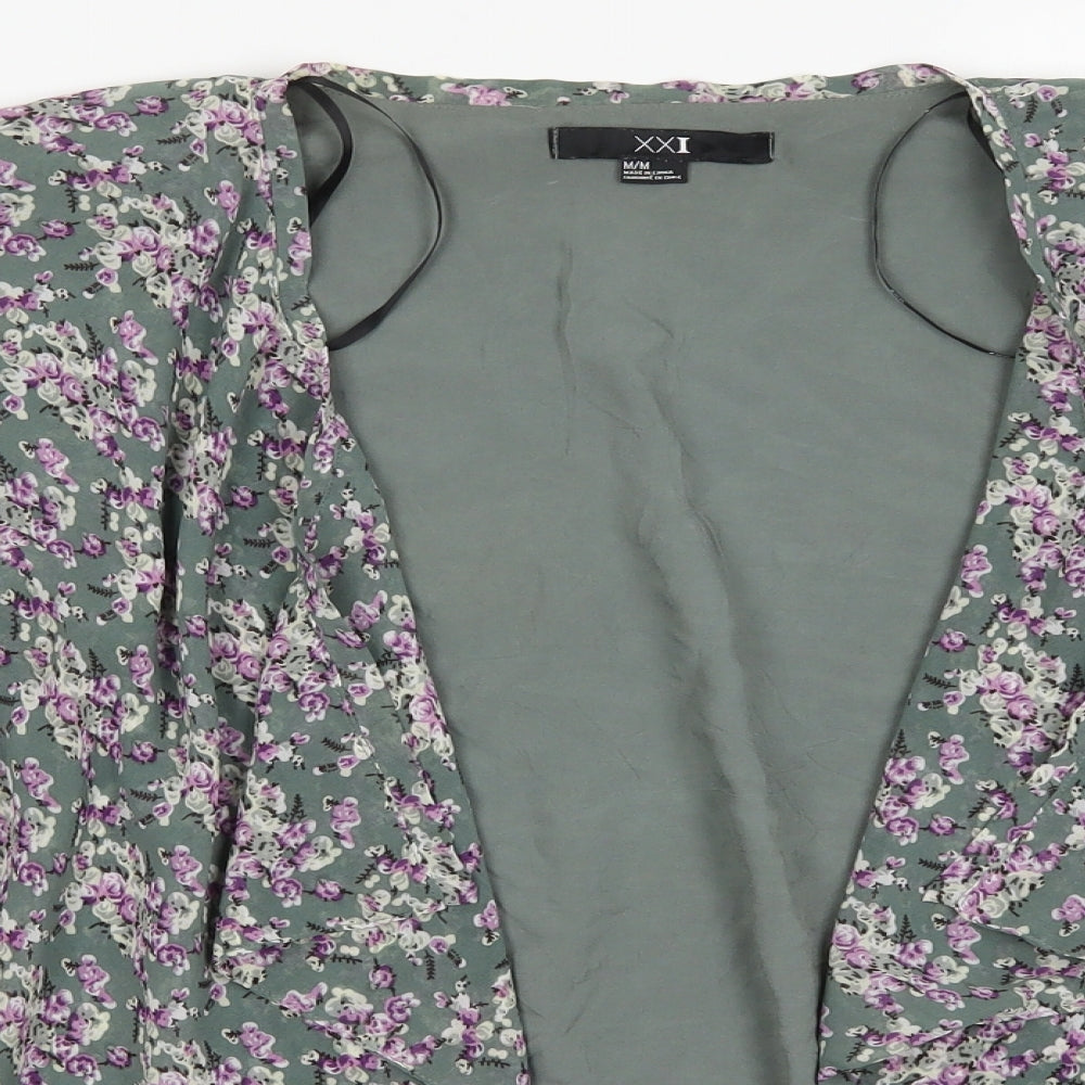XXI Womens Green Floral Rayon Jacket  Size M