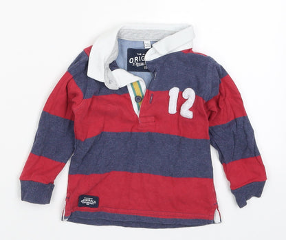Marks Boys Red Striped  Basic Polo Size 9-12 Months  - 12