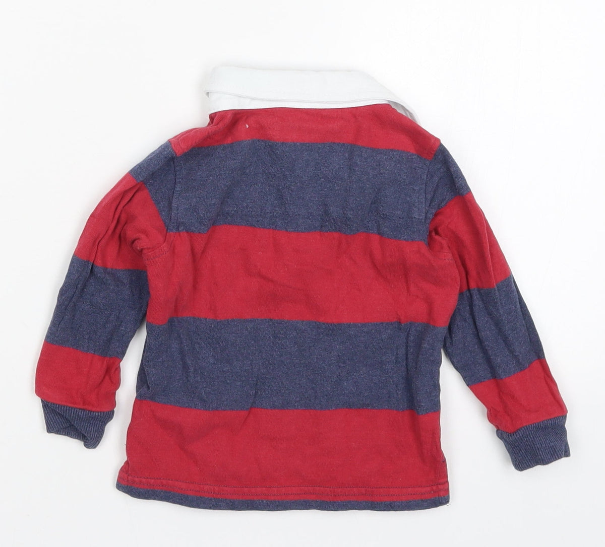 Marks Boys Red Striped  Basic Polo Size 9-12 Months  - 12