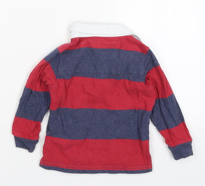 Marks Boys Red Striped  Basic Polo Size 9-12 Months  - 12