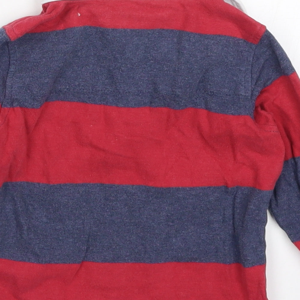 Marks Boys Red Striped  Basic Polo Size 9-12 Months  - 12