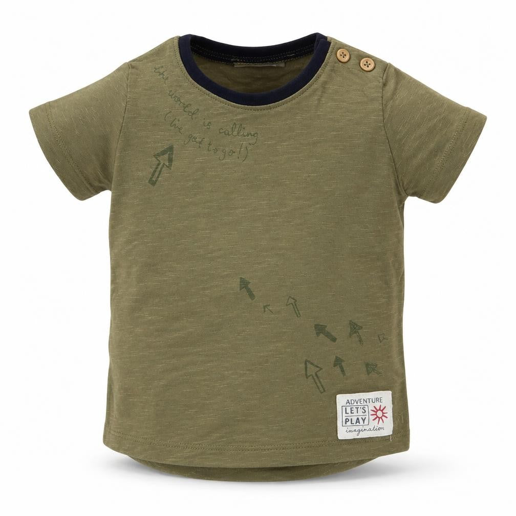 Mext Boys Green   Basic T-Shirt Size 3-6 Months  - The World is Calling Lets Go