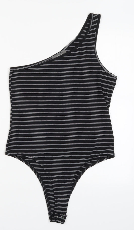 Primark Womens Black Striped  Bodysuit One-Piece Size 14
