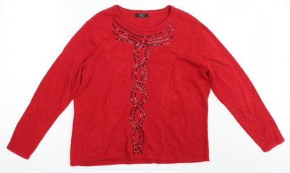 Womens UK Size L BM Red Pullover Jumper