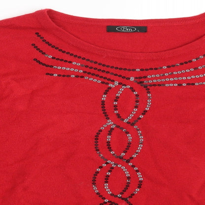 Womens UK Size L BM Red Pullover Jumper