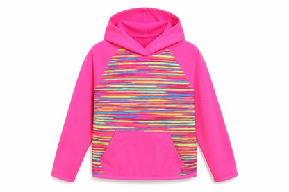 Preworn Girls Pink Striped  Pullover Hoodie Size 6 Years