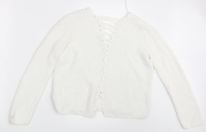 Womens UK Size 10 M&S White Cardigan Jumper