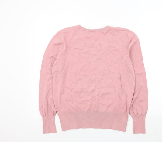 Womens UK Size M H&M Pink Henley Jumper