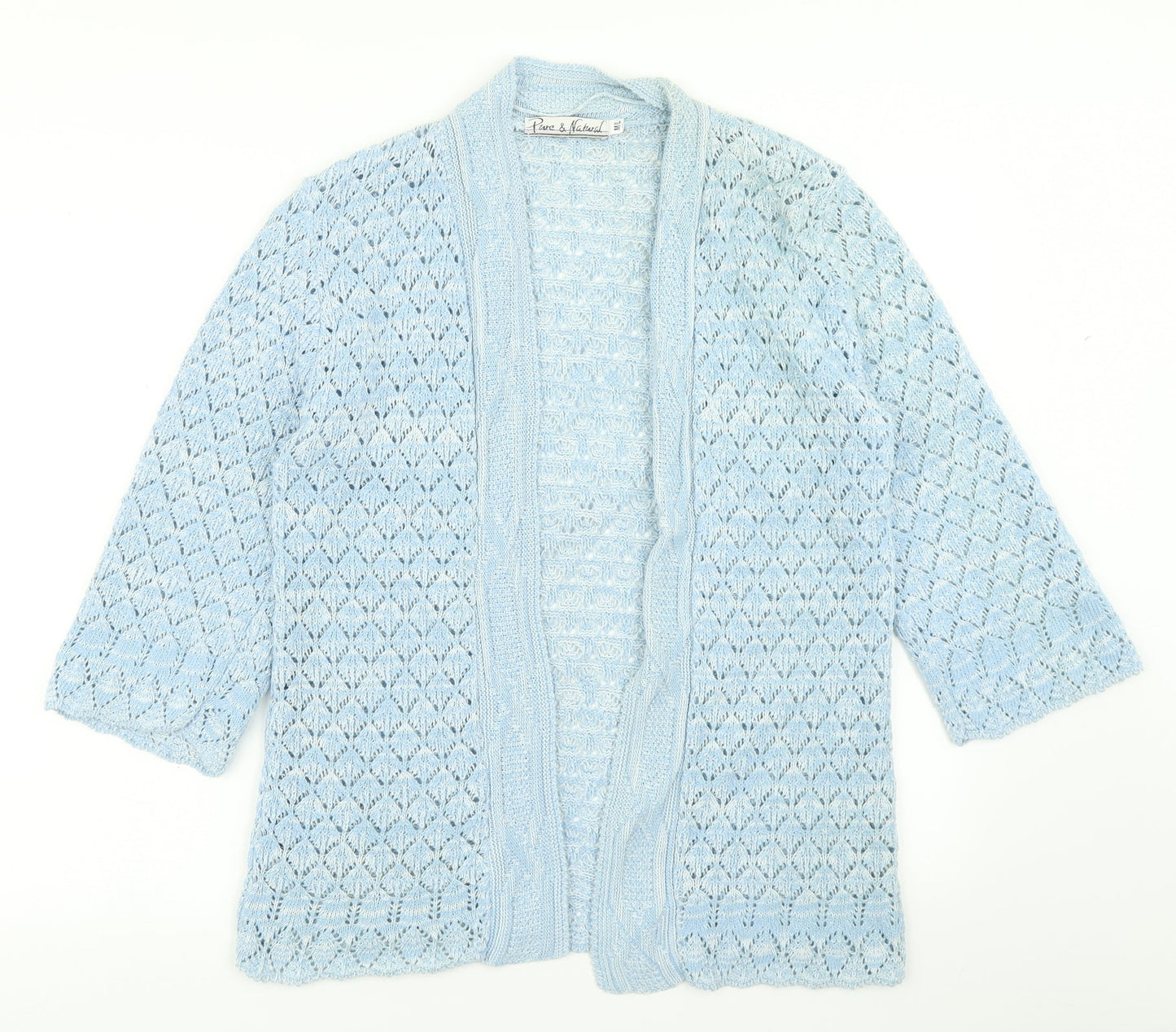 Womens UK Size M Pure & Natural Blue Cardigan Jumper