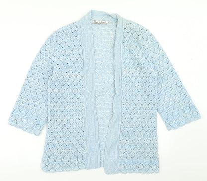 Womens UK Size M Pure & Natural Blue Cardigan Jumper