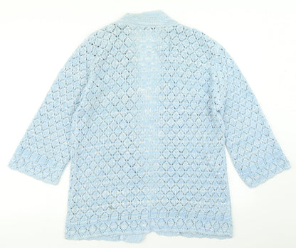 Womens UK Size M Pure & Natural Blue Cardigan Jumper