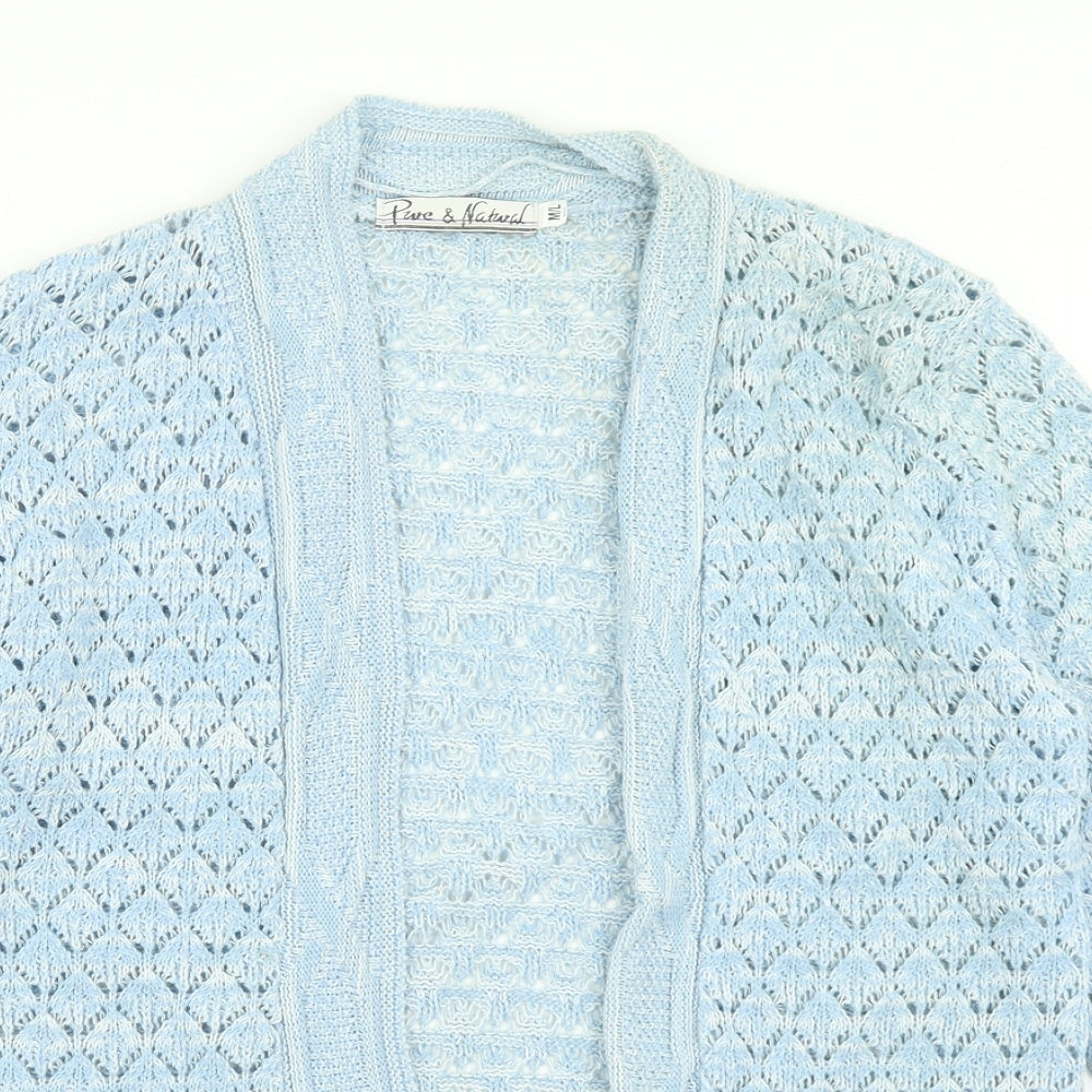 Womens UK Size M Pure & Natural Blue Cardigan Jumper