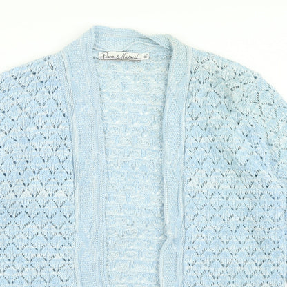 Womens UK Size M Pure & Natural Blue Cardigan Jumper