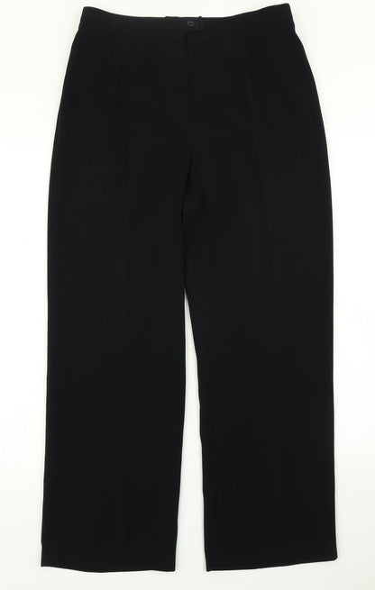 Womens UK Size 12 Gold Regular Fit Dress Pants Black Trousers