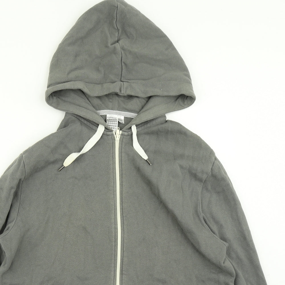 Topman Mens Grey   Full Zip Hoodie Size M