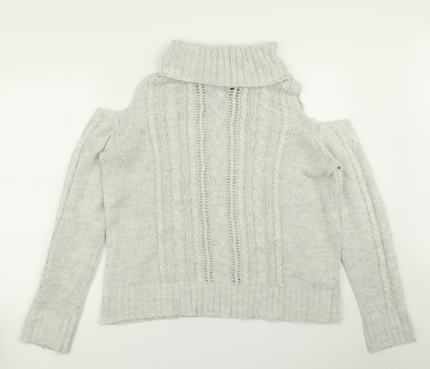 Primark Womens Grey  Knit Pullover Jumper Size M  - Cold Shpulder