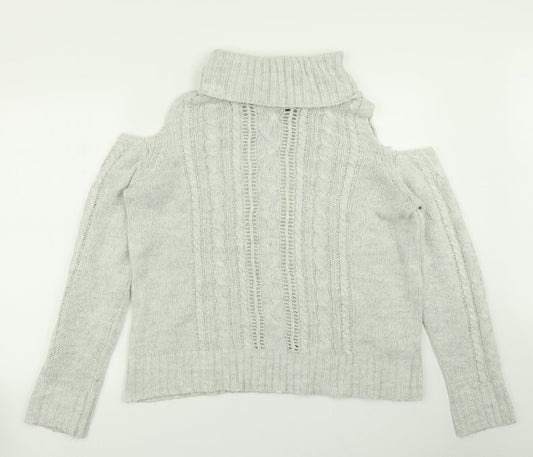 Primark Womens Grey  Knit Pullover Jumper Size M  - Cold Shpulder