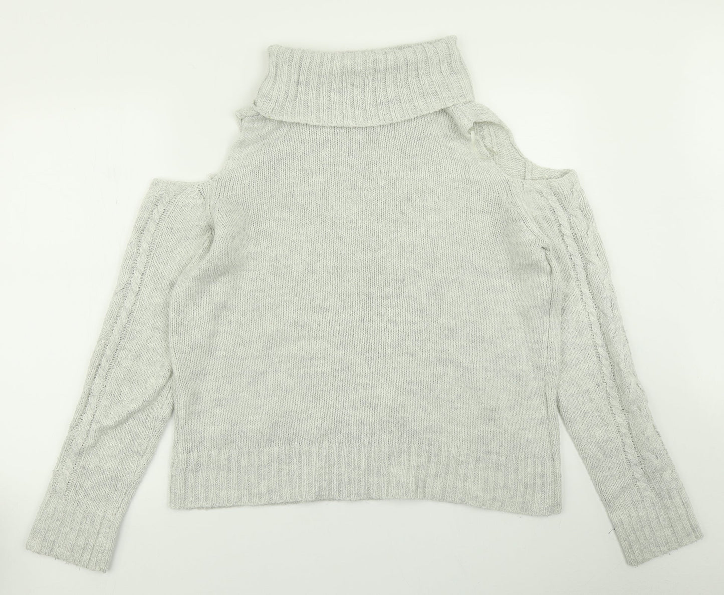 Primark Womens Grey  Knit Pullover Jumper Size M  - Cold Shpulder