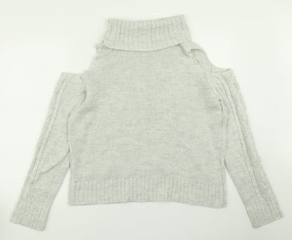 Primark Womens Grey  Knit Pullover Jumper Size M  - Cold Shpulder