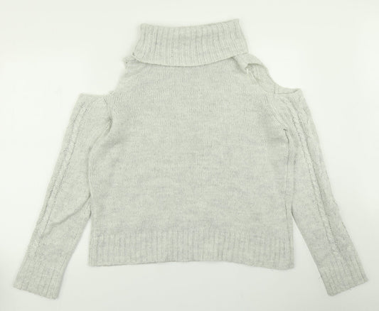 Primark Womens Grey  Knit Pullover Jumper Size M  - Cold Shpulder
