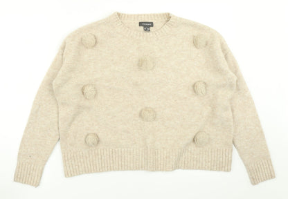 Primark Womens Beige Polka Dot Knit Pullover Jumper Size L