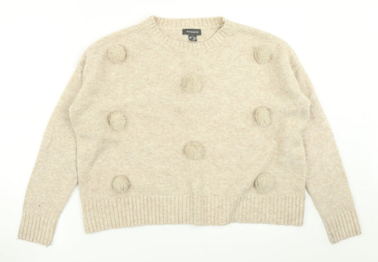Primark Womens Beige Polka Dot Knit Pullover Jumper Size L