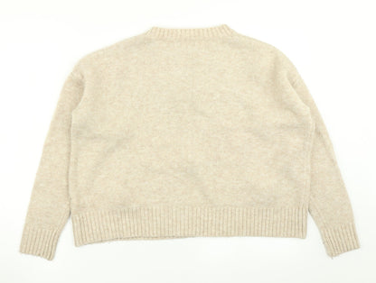 Primark Womens Beige Polka Dot Knit Pullover Jumper Size L