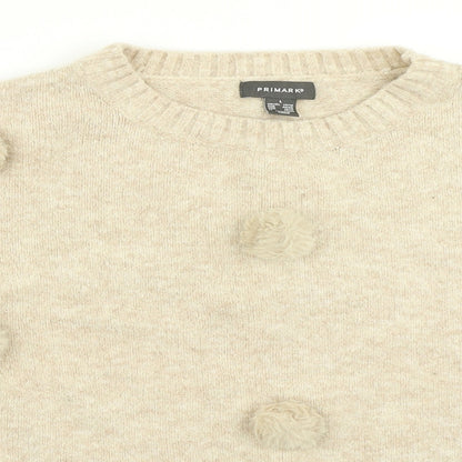 Primark Womens Beige Polka Dot Knit Pullover Jumper Size L