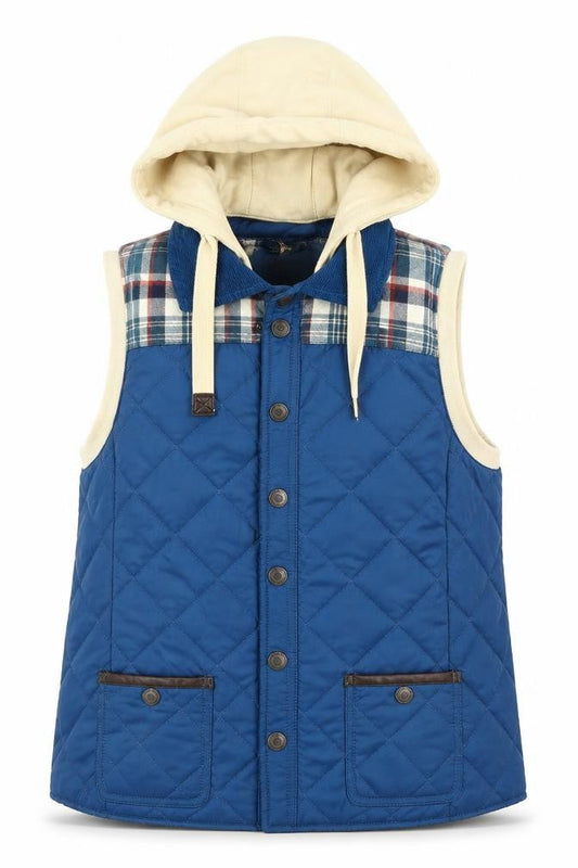 River Islnd Womens Blue Argyle/Diamond  Gilet Coat Size 8