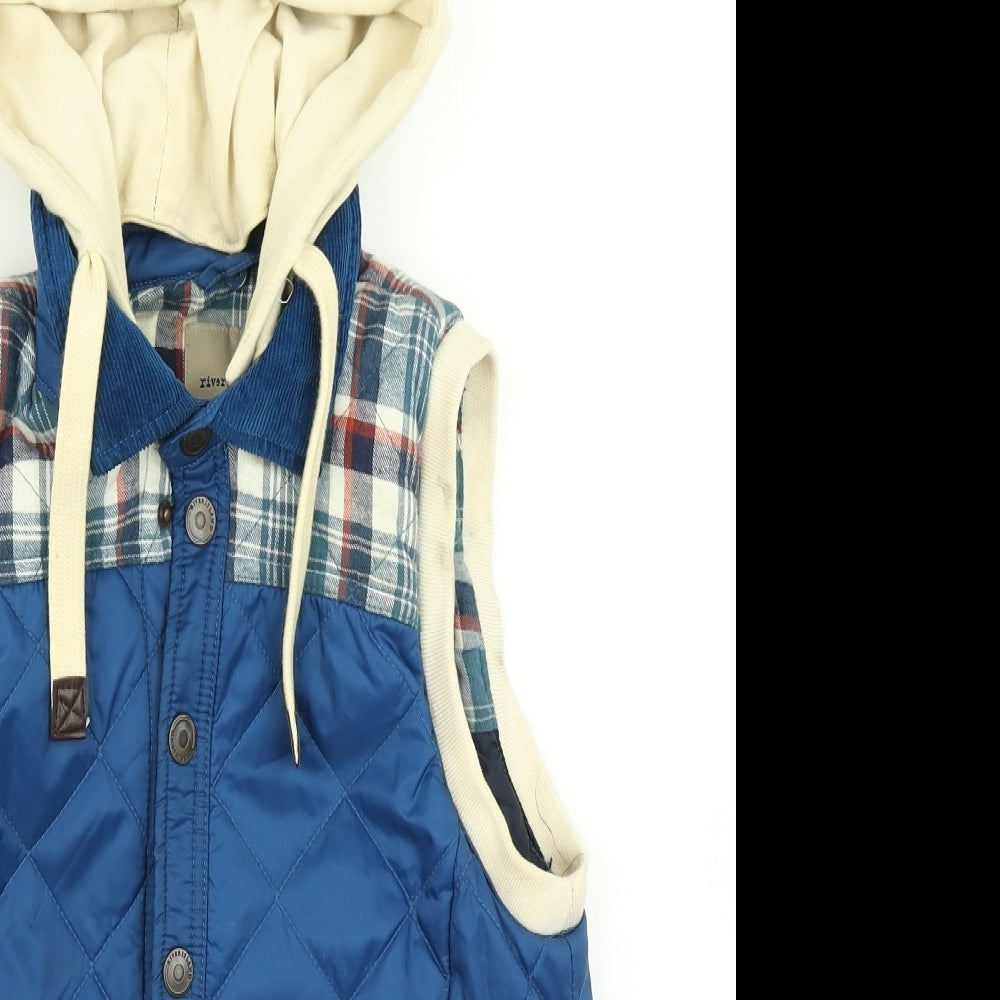 River Islnd Womens Blue Argyle/Diamond  Gilet Coat Size 8