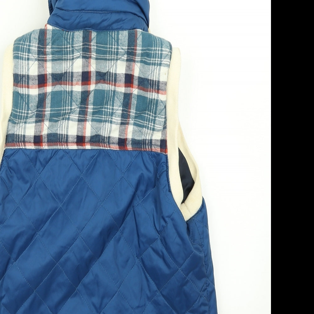 River Islnd Womens Blue Argyle/Diamond  Gilet Coat Size 8