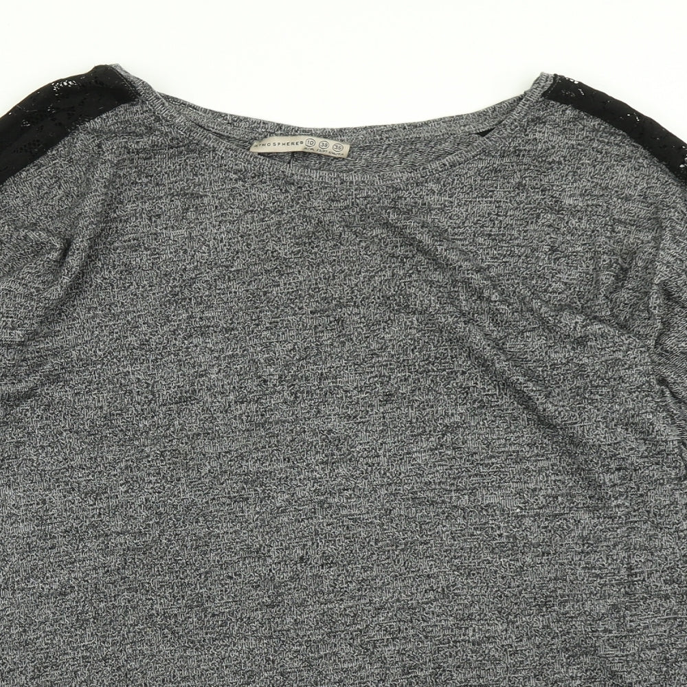 Womens UK Size 10 Atmosphere Grey Basic T-Shirt