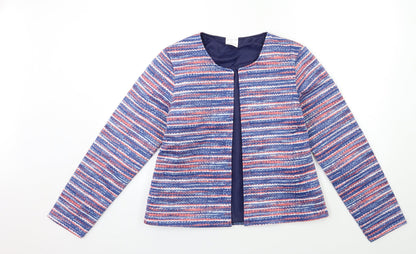 ann de lancay Womens Blue Striped  Jacket Coat Size S